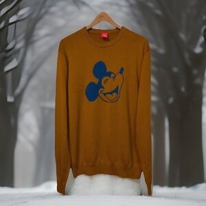Disney Mickey‎ Mouse Pullover Sweater Men's Large Copper Brown